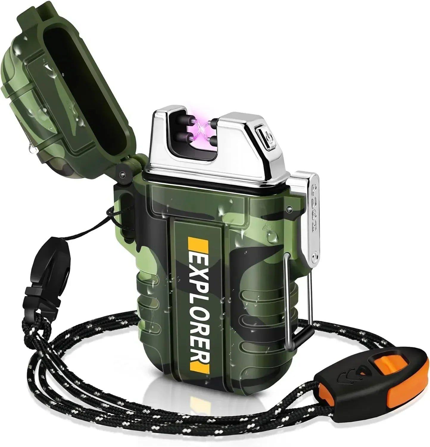 New Windproof Dual Arc Plasma Lighter Waterproof USB Rechargeable Lighter Suitable for Outdoor BBQ Candle Smoking Accessories