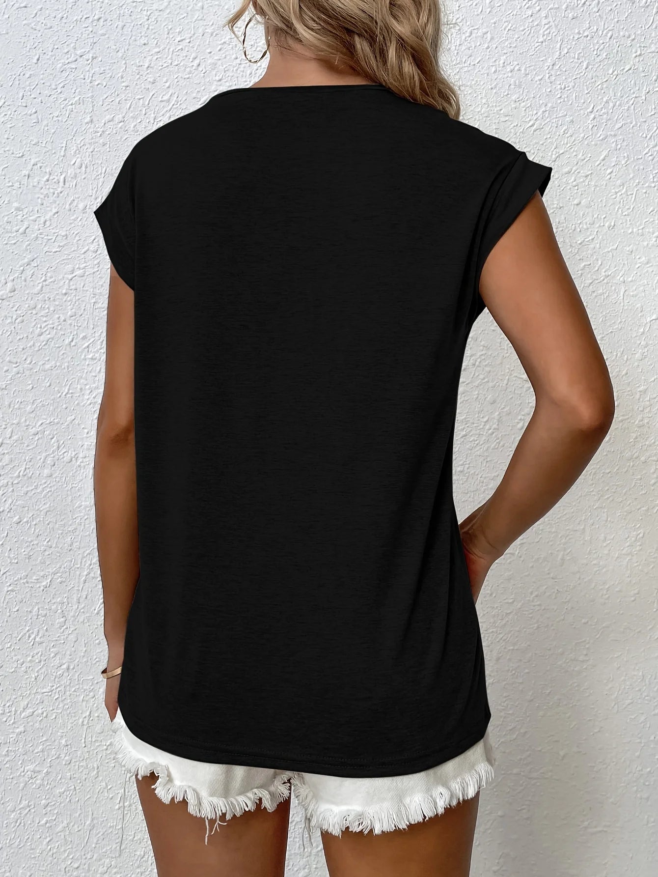 Vibrant Solid Color Crew Neck T-Shirt - Casual Style, Short Cap Sleeves, Perfect for Everyday Wear - Ideal for Spring and Summer, a Must-Have Fashion Item for Women