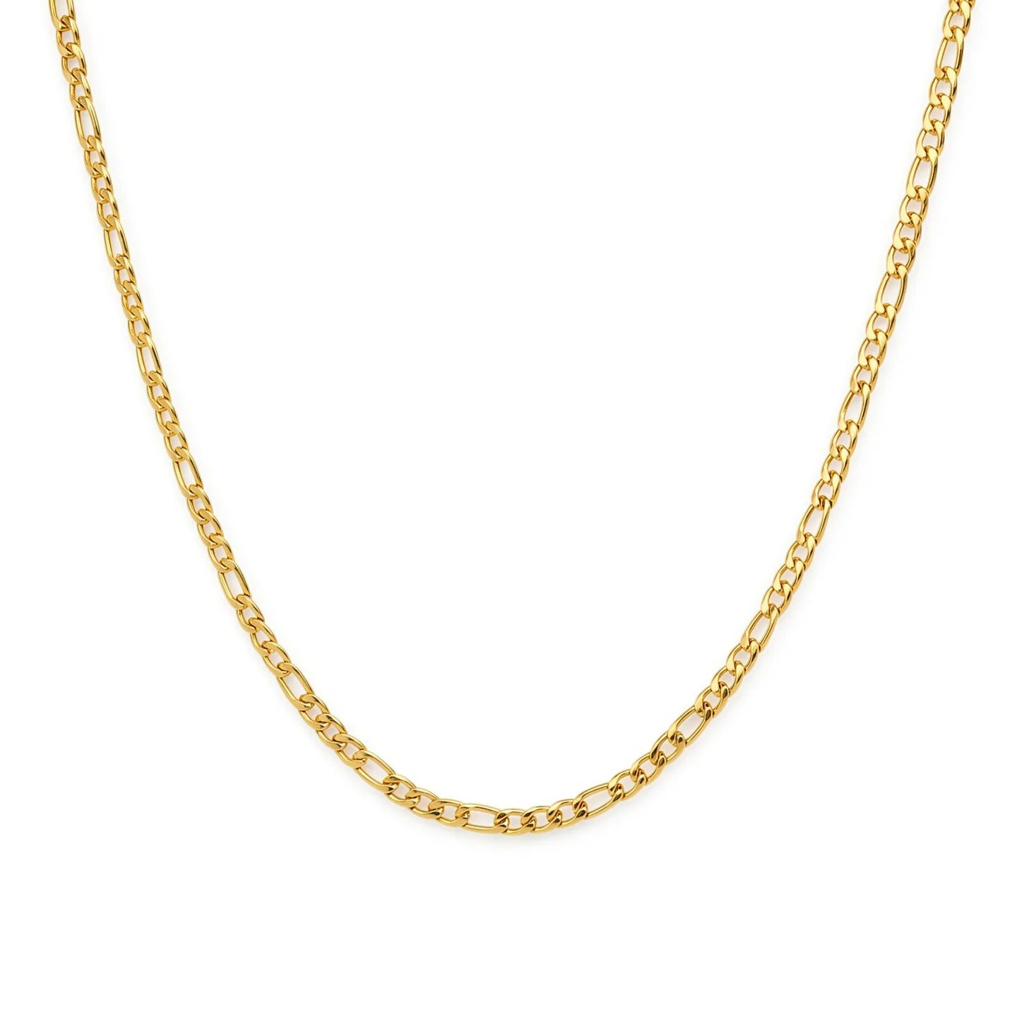 316L Stainless Steel Figaro Chain 58cm, Non-Tarnish NK 3:1 Link Necklace, Waterproof Minimalist Hip Hop Jewelry Gold Steel