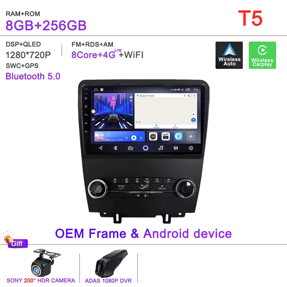 Android 16 Car For Ford Mustang 2010-2014 Multimedia Player Stereo Car Radio Autoradio GPS WIFI Carplay Touch Screen Head Unit
