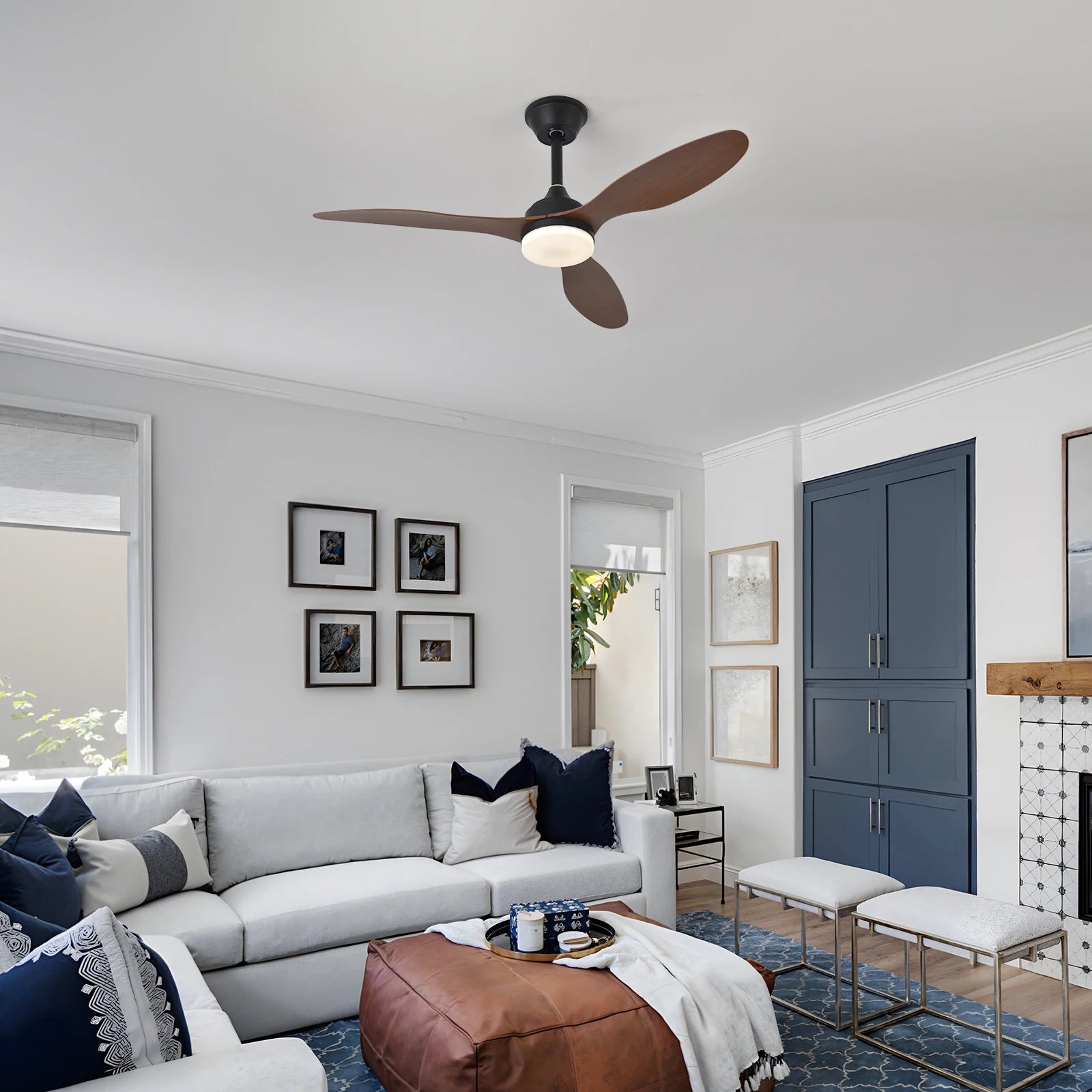 Ventilateur de plafond avec lumière, Ventilateur de plafond discret de 25 pouces/42 pouces/52 pouces avec télécommande, Pour intérieur et extérieur couvert