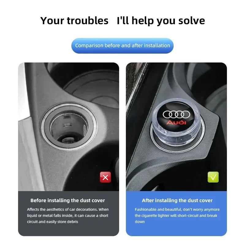For Audi A1 A2 A3 A4 A5 A6 A7 A8 Q1 Q2 Q3 Q4 Q5 Q6 Q7 Q8 TT RS6 S5 B9 C6 B6 Car Cigarette Lighter Cover DustProof Decoration Cap