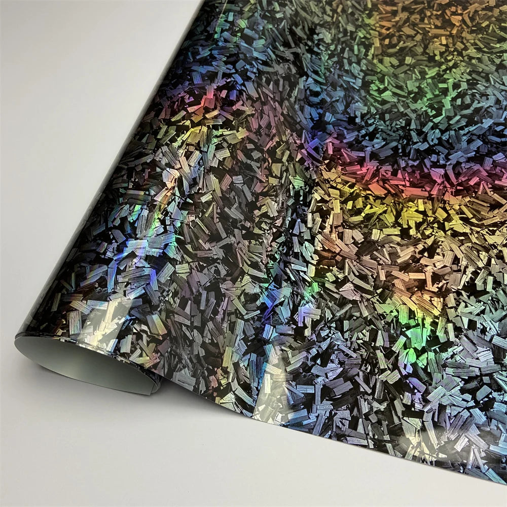 Glossy Laser Forged Carbon Fiber Vinyl Wrap Self Adhesive Car Sticker Waterproof Auto Glossy Vinyl Carbon Film for Car Decal