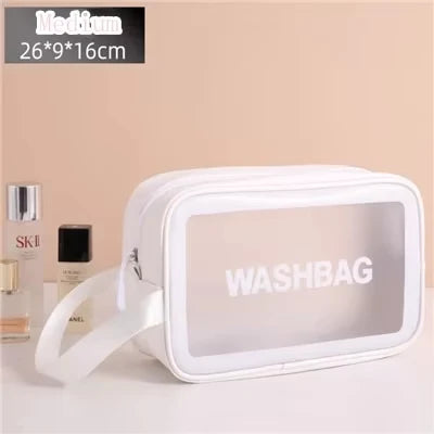 Portable Travel Wash Bag Female Transparent Waterproof Makeup Storage Pouch Large Capacity Cosmetic Organizer Pu Material