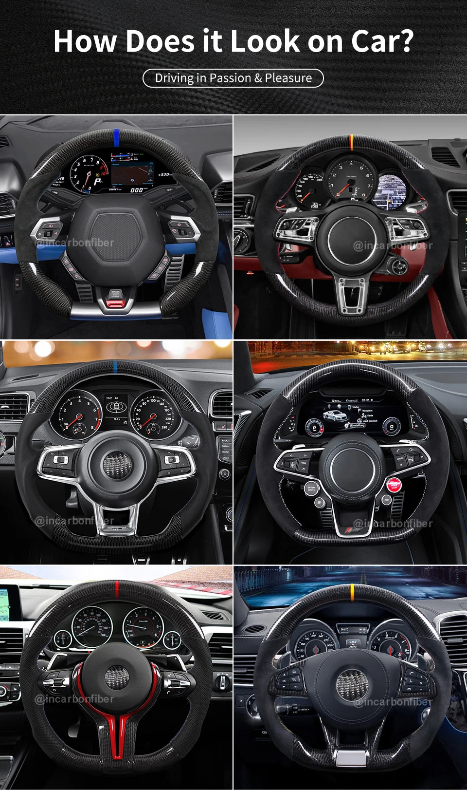 ICF Carbon Fiber Steering Wheel For Audi A3 A4 B9 RS3 S3 RS4 S4 A5 S5 Customized Suede Leather