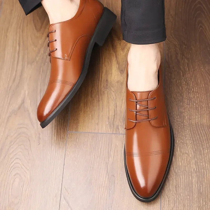 2025 Formal Height Increasing Shoes Man Taller Elevator 6CM Invisible Insole For Men Heighten Increased Oxfords Business Lift