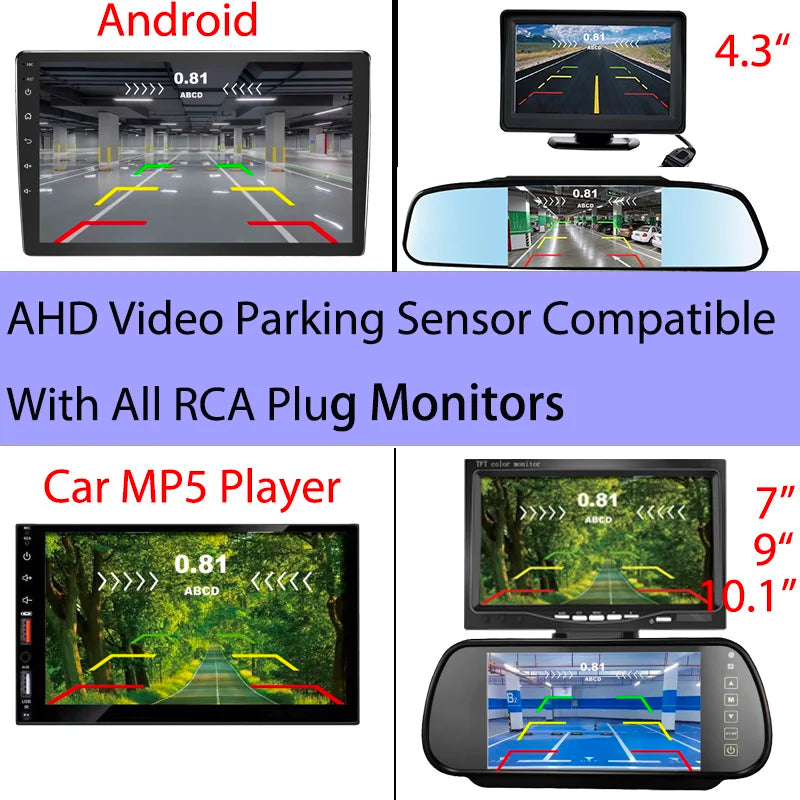 FirstSafe Factory CVBS AHD Video Parking 4 Sensors Car Reverse Backup Rear Buzzer Radar Monitor System Support Android System