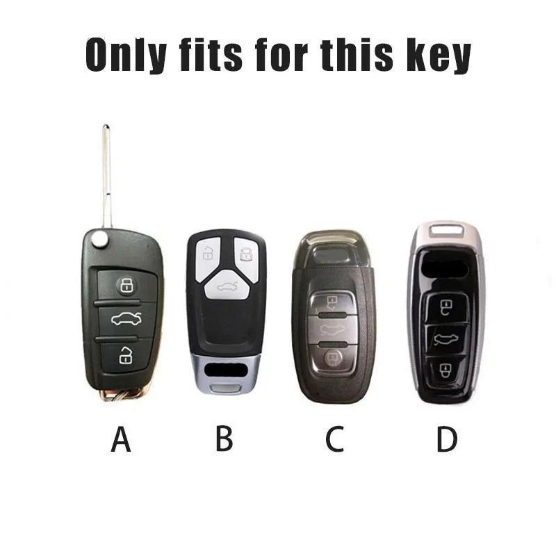 Leather Car Smart Key Case Cover Alloy Protect Shell For Audi A1 A3 A4 A5 A6 A7 A8 Quattro Q3 Q5 Q7 S4 S5 S6 S7 S8 R8 TT sticker