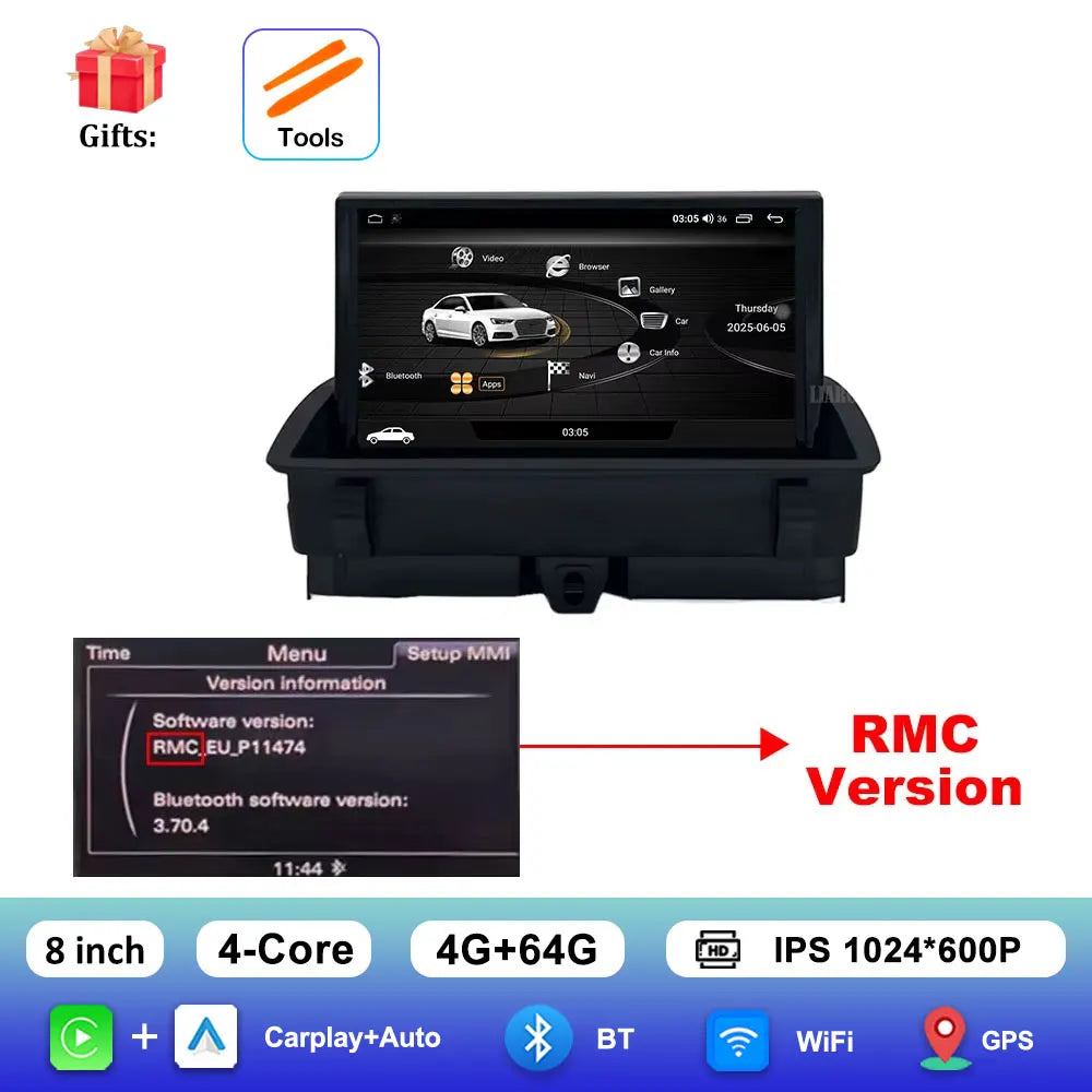 DSP Audio Stéréo GPS Navi 8 pouces Système Android 15 pour Audi Q3 2011 2012 - 2018 Carplay Autoradio Lecteur Multimédia Écran HD BT