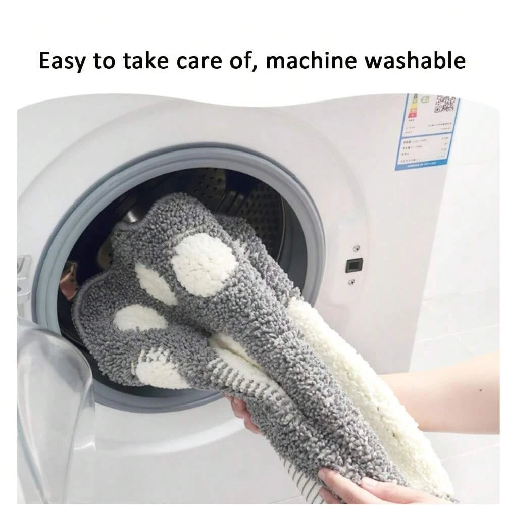 Foot Print Bath Mats Non Slip Memory Foam Bathroom Carpet Foot Shaped Rug for Toilet Floor Water Absorption Microfiber Door Mat