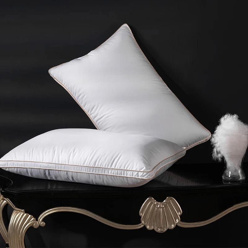 Feather Down Pillow 95% Goose Down 28x20 Inch 1200TC Pima Cotton Silent Sleep