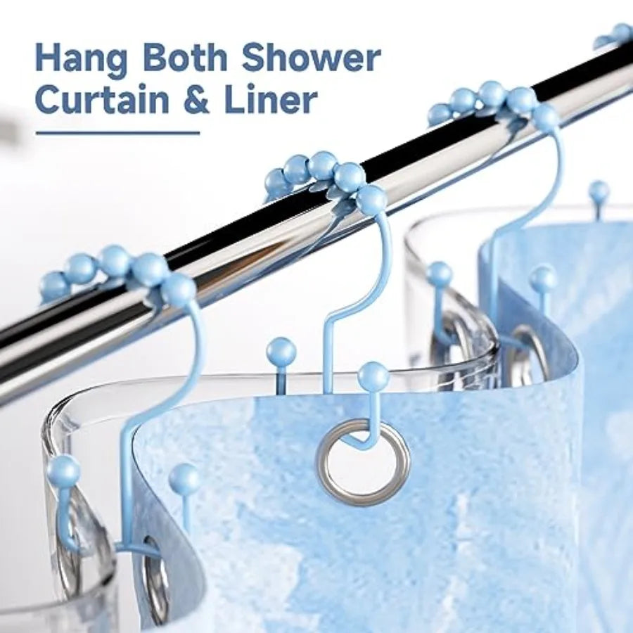 Shower Curtain Hooks, Rust Resistant Shower Curtain Rings for Bathroom, Metal Double Glide Shower Hooks Hangers for Bathroom Sh