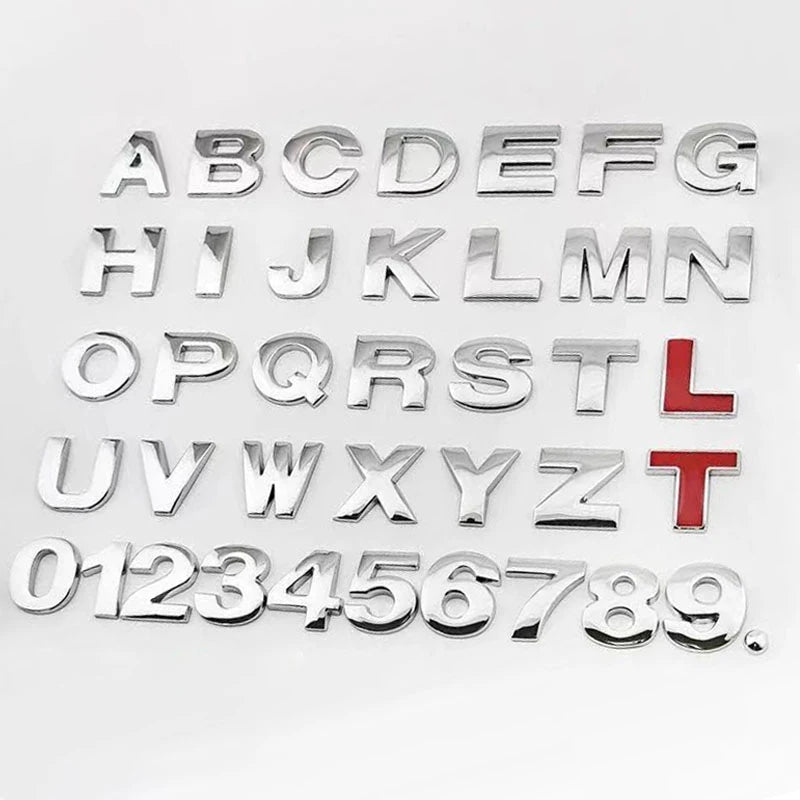 3D Metal 45mm 25mm Car Letters Alphabet Emblem Numbers Chrome Labeling Car Sticker Trunk Logo Letters Emblem For Hyundai Toyota