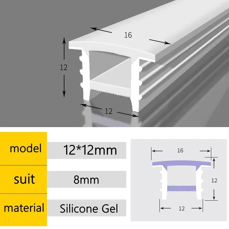 Recessed White Silicone Tube LED Neon Light Flexible Rope Channel Diffuser WS2811 WS2812B Outdoor Waterproof Ribbon Strip Tube