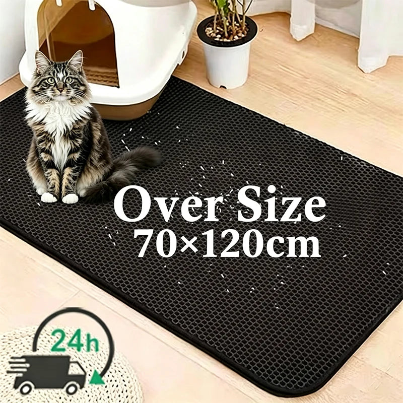 EVA Waterproof Pet Cat Litter Mat Double Layer Pet Litter Box Mat for Cat Non-slip Toilet Pad Washable Bed Mat Cat Accessories