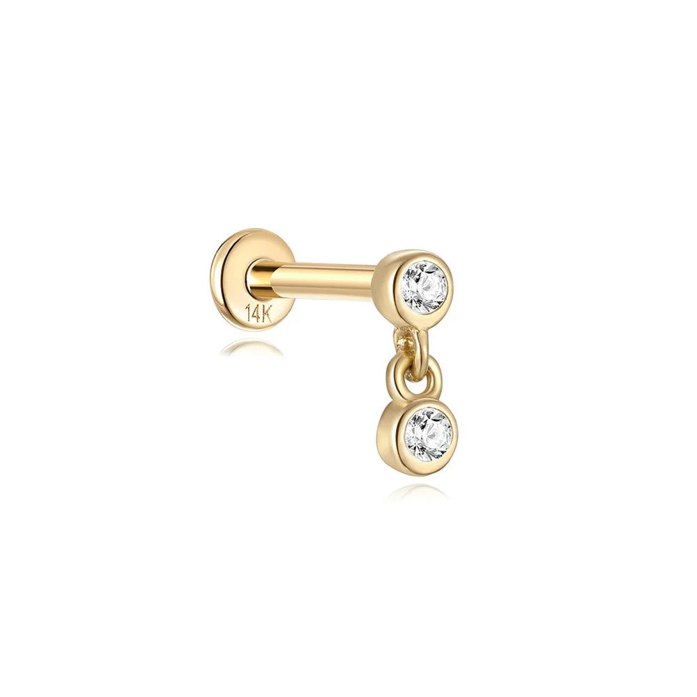 AIDE Single 1piece 14K Solid Gold Jewelry Stud Earring For Women Simple Mini Puncture Earrings Yellow Gold Jewelry Birthday Gift