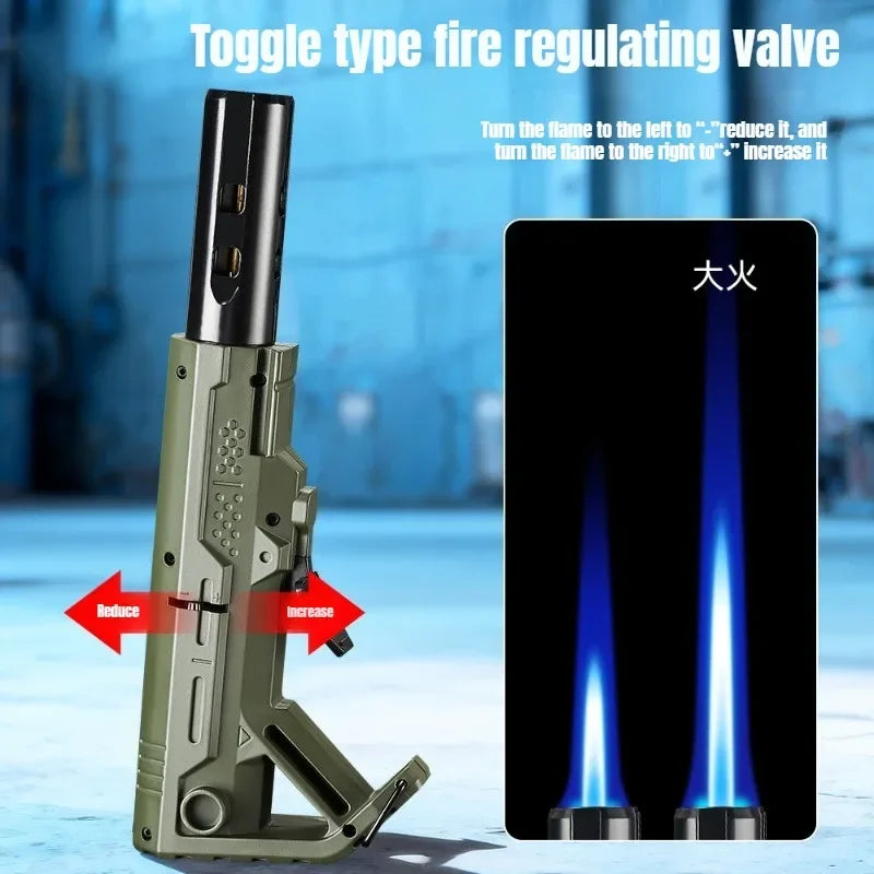 Outdoor Multifunctional High-temperature Spray Gun Lighter Windproof Inflatable Blue Flame Laser Bottle Opener Lighting Lighter