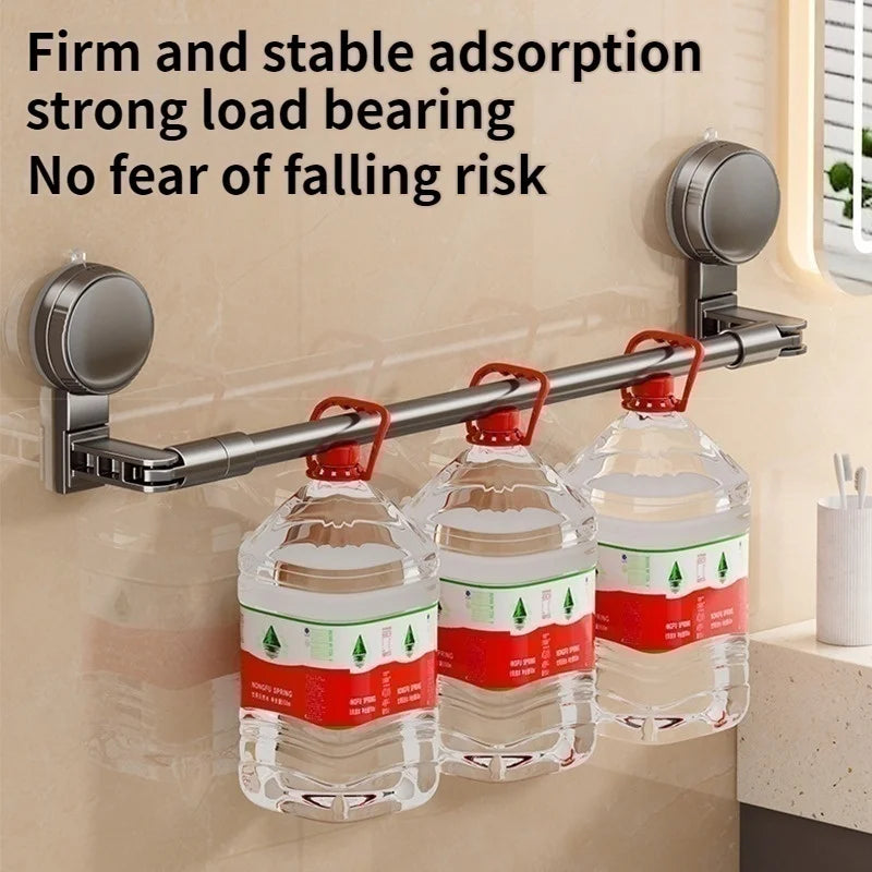 Stretchable Slipper Holder With Suction Cup Bathroom Shower Adjustable Telescopic Rod Without Drilling Towel Rod Kitchen Rod