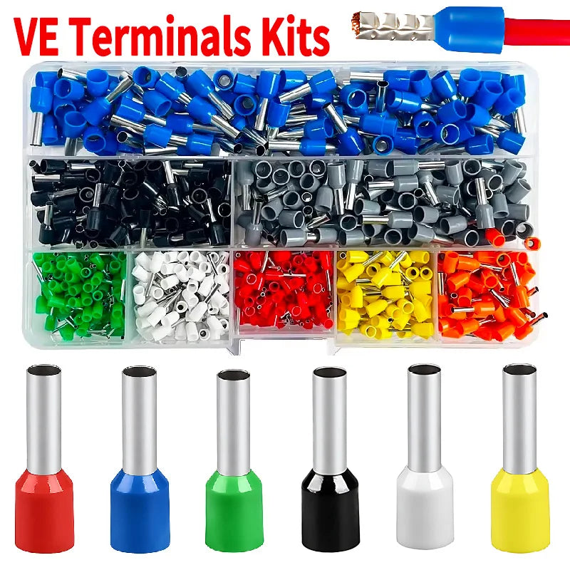 Bulk Copper Crimp Terminals 200-1900Pcs | E1508/E1008 Ring Connectors for Cable Wiring & Auto Repair