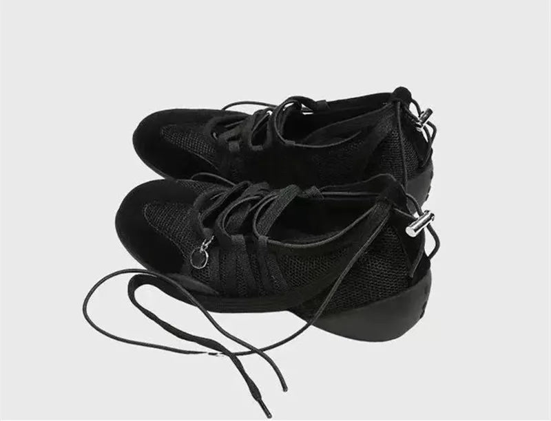 Ins style Fashion Air Mesh Cross-tied Women Ballet Sneakers Comfortable Soft Sole Sports Walking Loafers Casual Flats Shoes