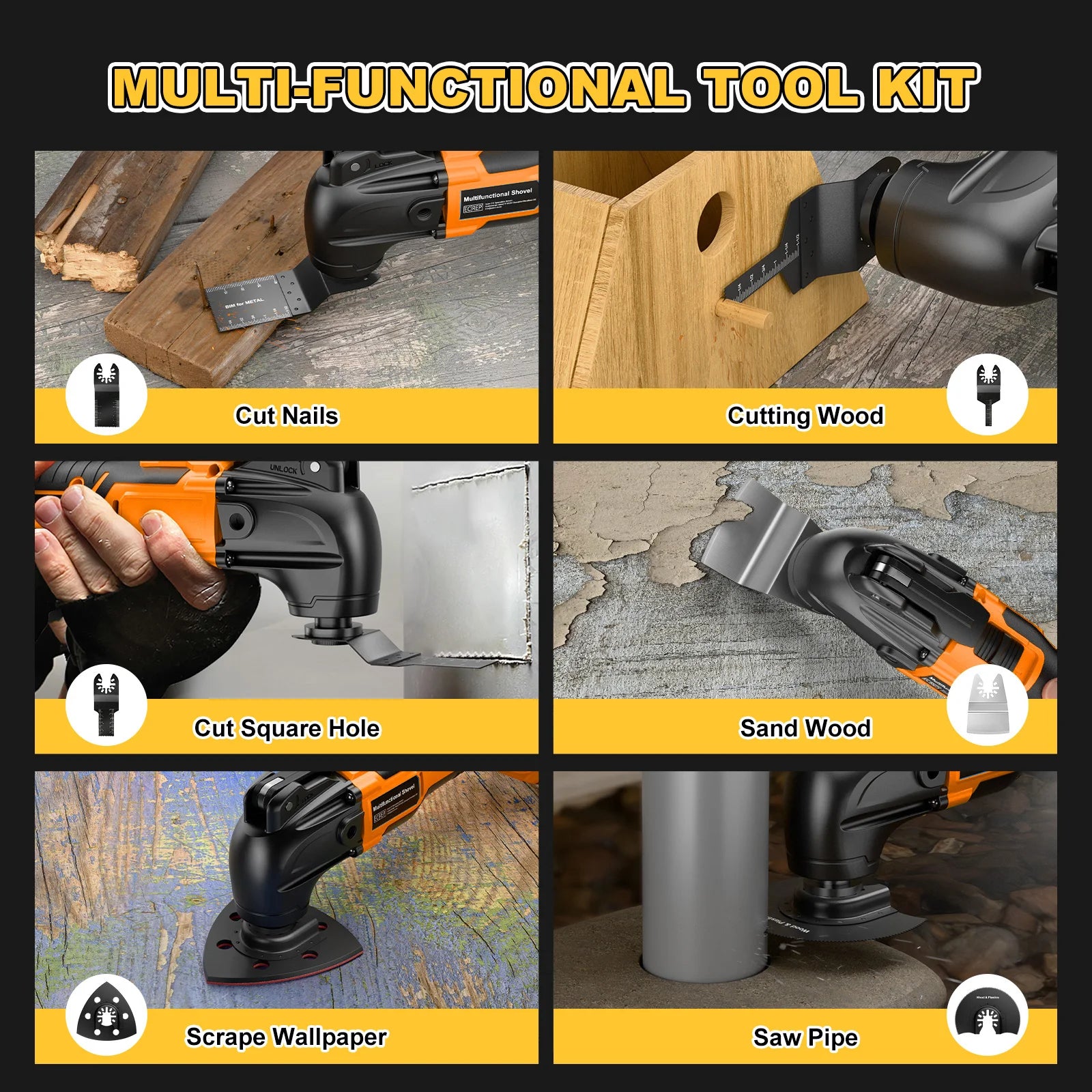 Nananuu Oscillating Multi Tool For Dewalt 20V Battery Electric Saw Trimmer Oscillating For Cutting Scraping Sanding Power Tool
