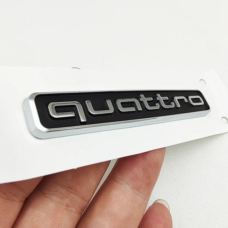 3D ABS Black Logo Quattro Emblem Car Rear Trunk Badge Decal For Audi A1 A2 A3 A4 A5 A6 A7 Q2 Q3 Q5 Q7 Quattro Sticker Accessorie