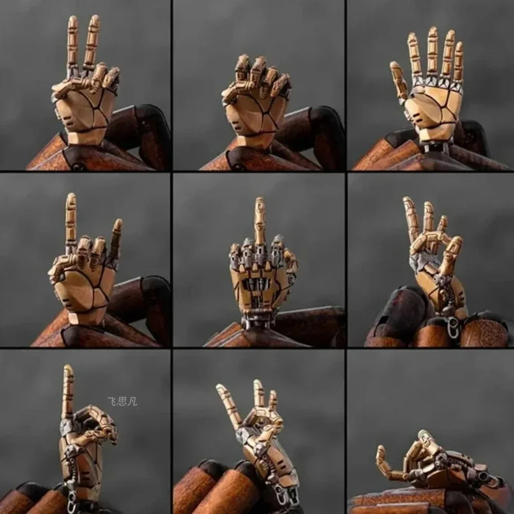 Robot Hand With Movable Fingers Mechanical Bionic Hand Pendant Car Interior Hanging Ornament EDC Charm Display Decoration