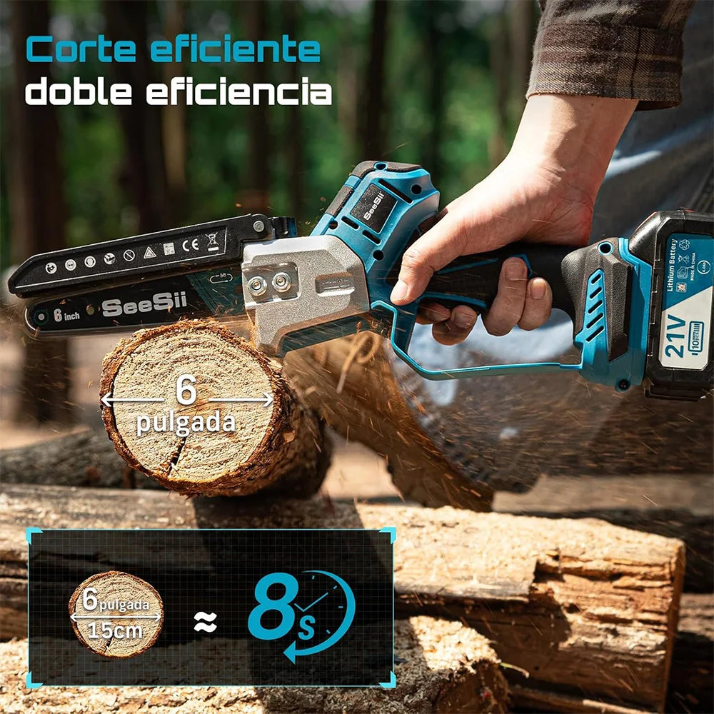 Mini Tronçonneuse Sans Fil Brushless Seesii 6'' Tronçonneuse Électrique Bois Jardin Élagage Tronçonneuse Électroportative avec Batterie Rechargeable pour Broches de Batterie Makita 18V