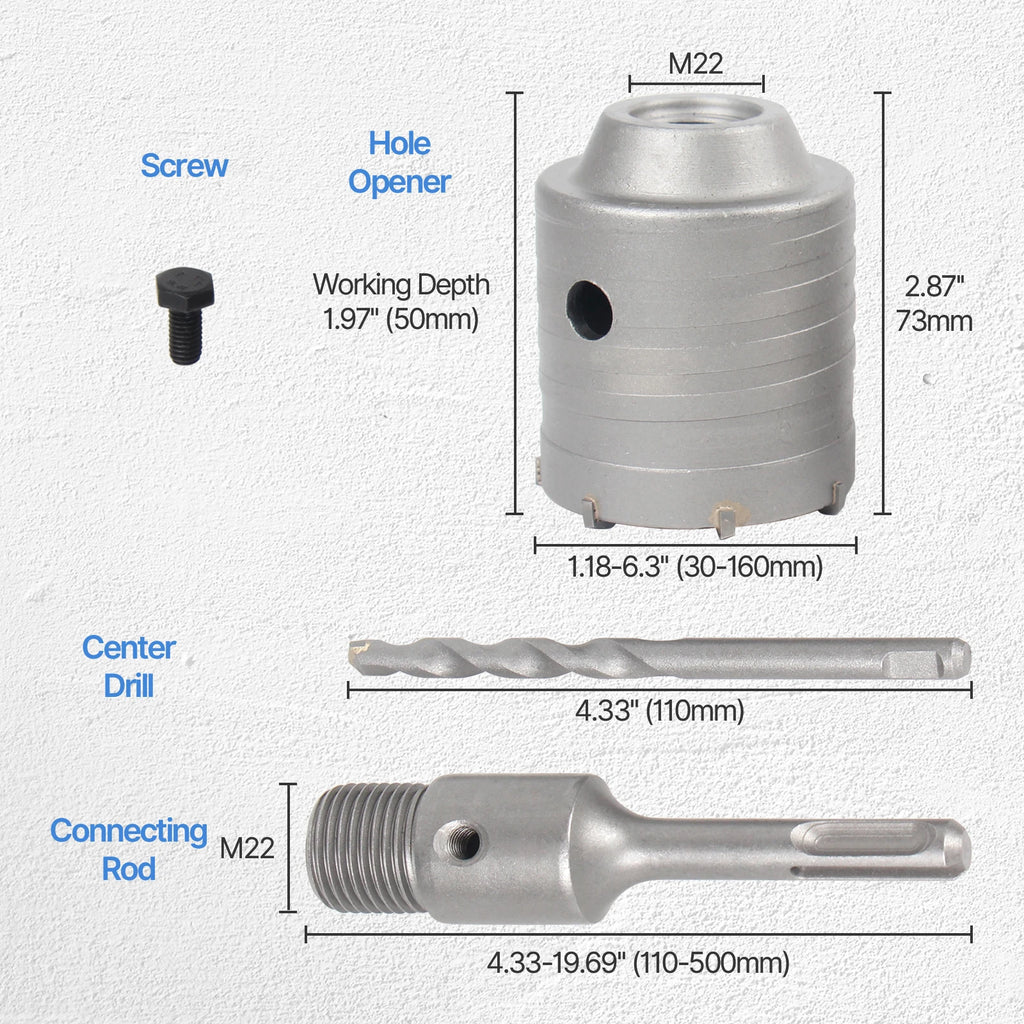 110-500mm SDS PLUS Shank 30-160mm Concrete Hole Saw Electric Hollow Core Drill Bit Cement Stone For Air Conditioner Tube
