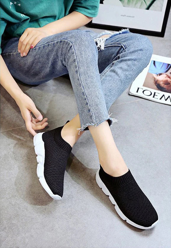 Sneakers Women Shoes Knitting Sock Sneakers Women Slip On Laides Walking Shoes for Woman Loafers Flats Tenis Famela Plus Size