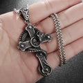 Vintage Gothic Snake Coiled Demon Skull Pendant Necklace for Men Boys Rock Party Halloween Jewelry Gift