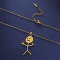 Skyrim Hip Hop Doodle Necklace for Men Women Stainless Steel Long Neck Chain Fashion Middle Finger Stickman Jewelry New