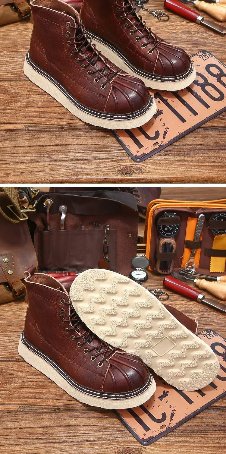 New Fashion Vintage British Men Leather Shoes Casual Round Toe Ankle Boots Spring Autumn Business Dress Chelsea Boots