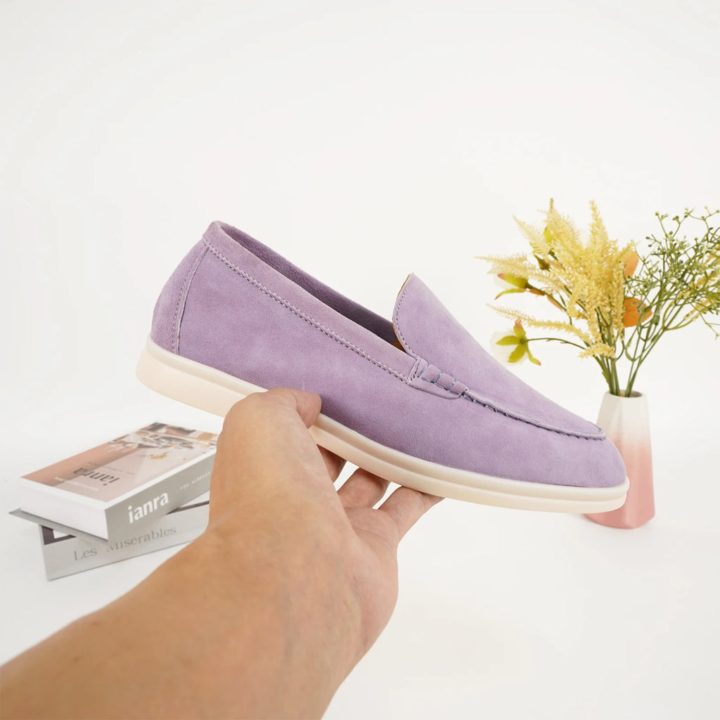 Spring and Autumn Hot Women's Le Fu Shoes Classic Round Head Shallow Mouth Genuine Leather Women's Shoes Retro Daily Shoes