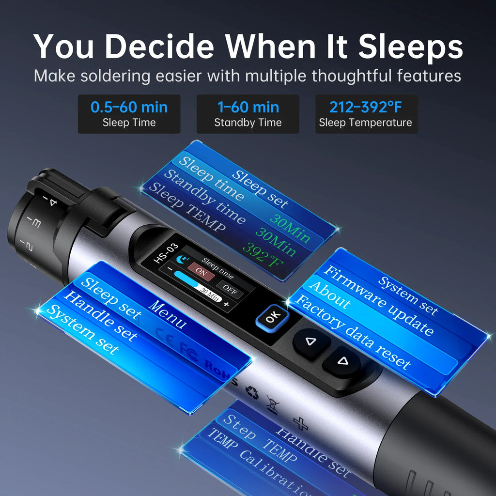 FNIRSI HS-03 Portable Heating Tool 2600mAh Replaceable Battery USB C Fast Heating 3 Level Temperature Adjustable Device