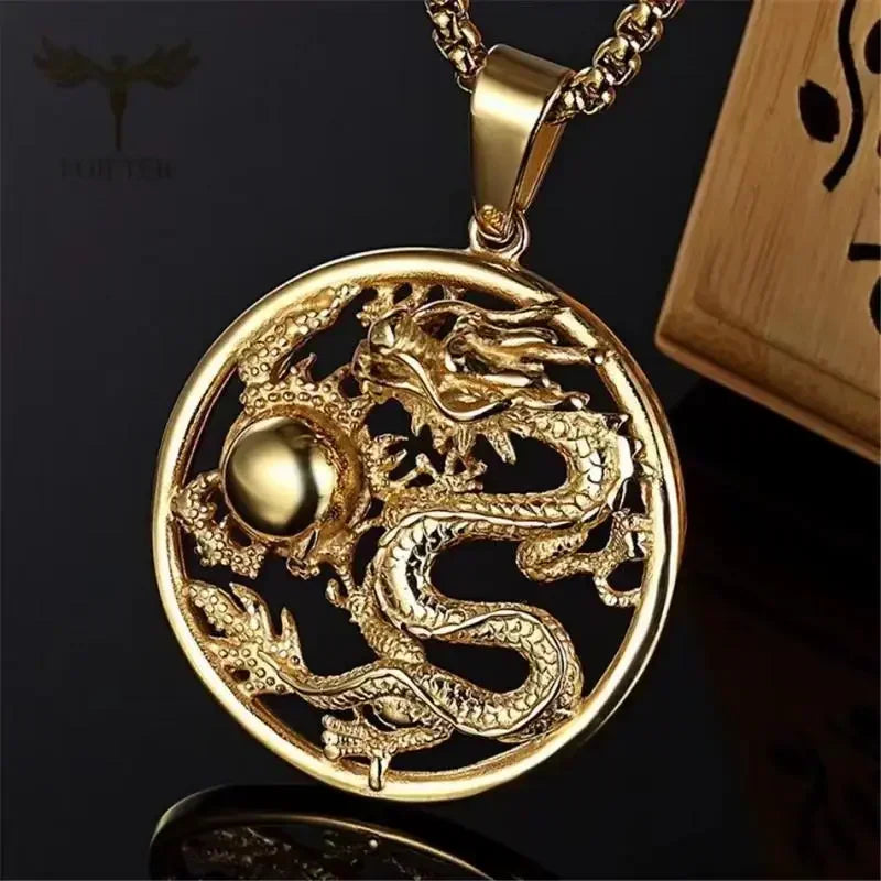 Vintage Gothic Snake Coiled Demon Skull Pendant Necklace for Men Boys Rock Party Halloween Jewelry Gift