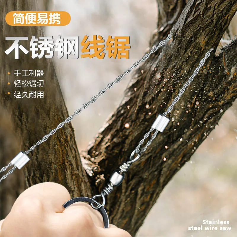 2 pieces of hand pulled steel wire, life-saving saw, outdoor life-saving saw
