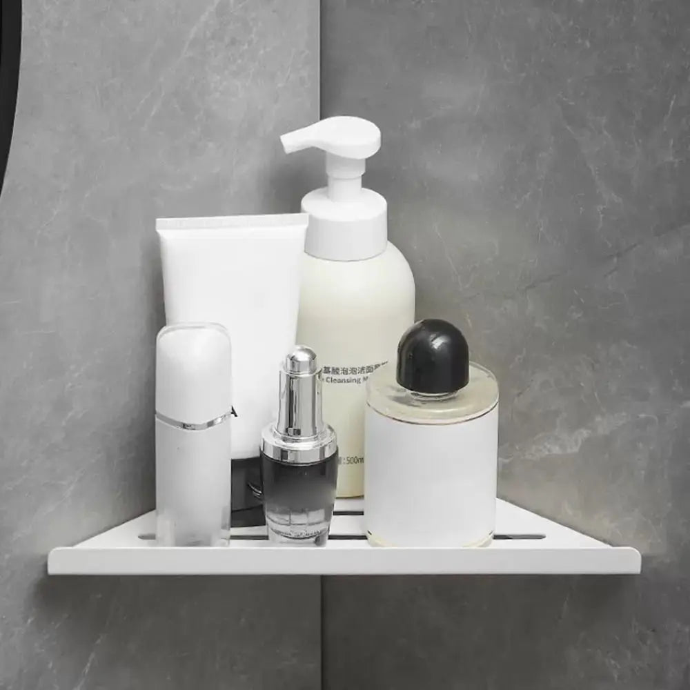 Étagère d'angle de salle de bain non perforée, murale, sans perçage, support de rangement triangulaire pour douche en acier au carbone