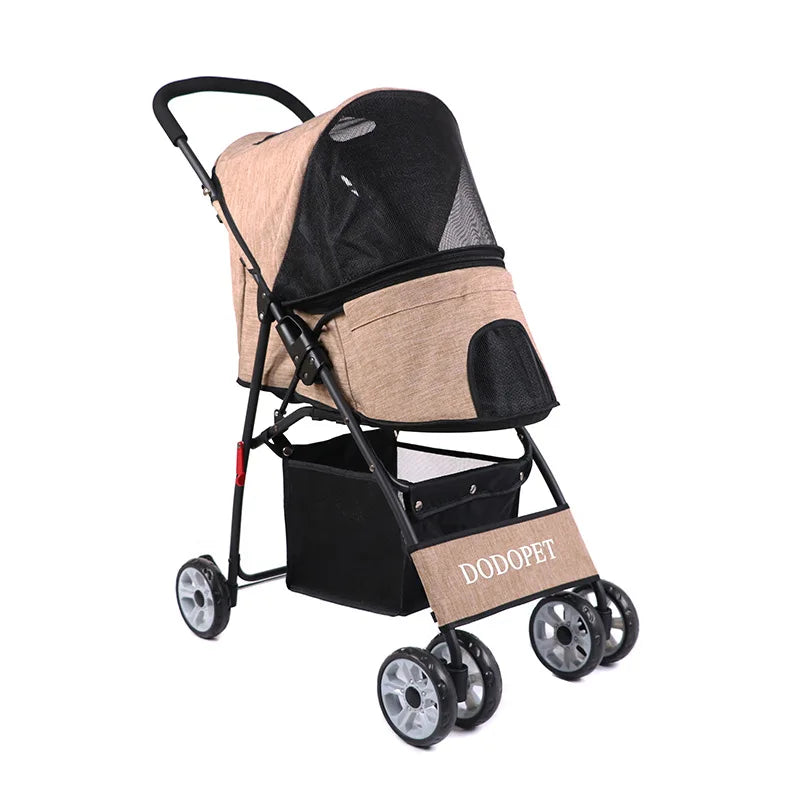 Lightweight Foldable Luxury Pet Travel Stroller Cart 2026 New Fashion Portable Carrier for Small Dogs Cats Outdoor Walk