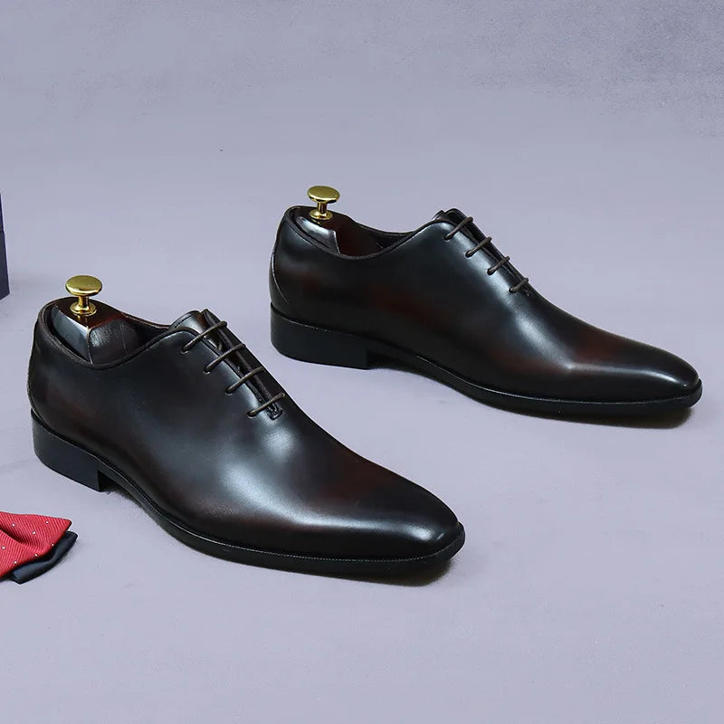 Whole Cut Men's Oxford Shoes Genuine Leather Handmade Quality Comfortable Elegant Black Wedding Social Formal Shoes Man