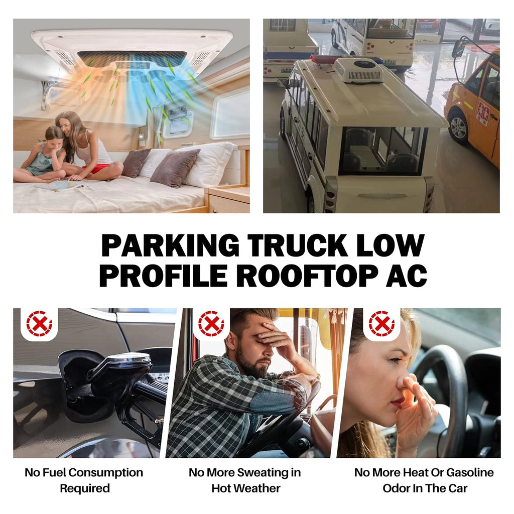 Aspligo 12V Fast Heat & Cool RV Automotive Electric Parking Air Conditioner For Camper Van Truck Motorhome Caravan Tractor New