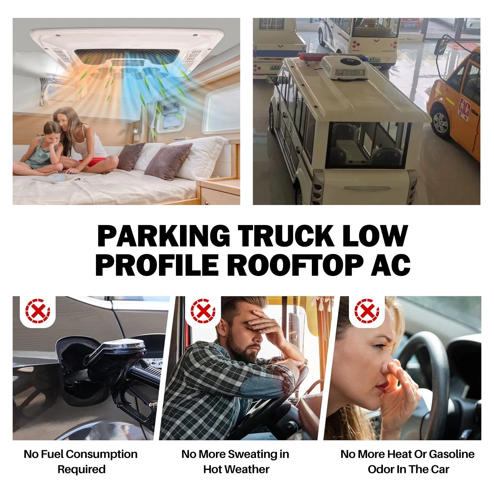 Aspligo 12V Fast Heat & Cool RV Automotive Electric Parking Air Conditioner For Camper Van Truck Motorhome Caravan Tractor New
