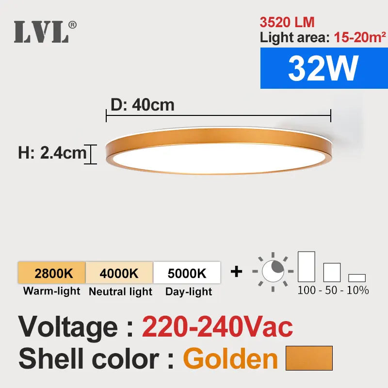 LED Ceiling Light Dimmable 12W 18W 24W 32W 220V With 3 Color Adjustable For Bedroom Livingroom Bathroom Modern Ceiling Lamp