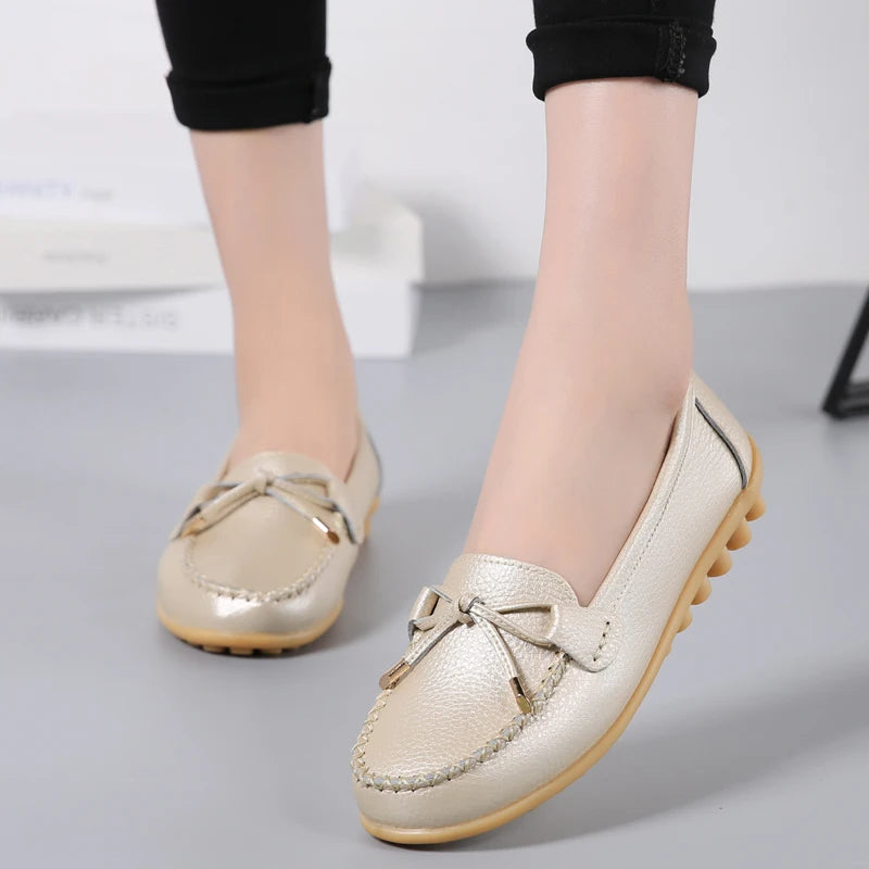 2025 New Woman Flats Shoes Ballet Flat Sneakers Genuine Leather Spring Soft Moccasins Ladies Boat Ballerina Espadrilles Creepers