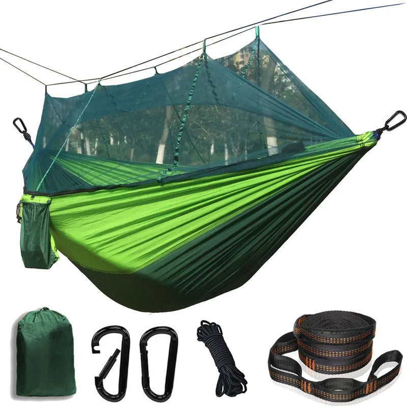Lightweight Camping hammock with mosquito net Comfortable for Outdoor  Durable breathable 210T parachute nylon material Hammocks