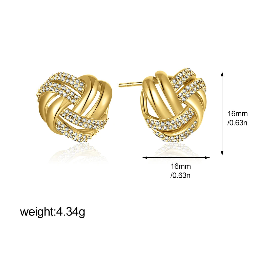 Trendy Stainless Steel Multilayer Circle Twist Knot Earrings for Women Texture Mixed Color Gold Plated Statement Earring Bijoux