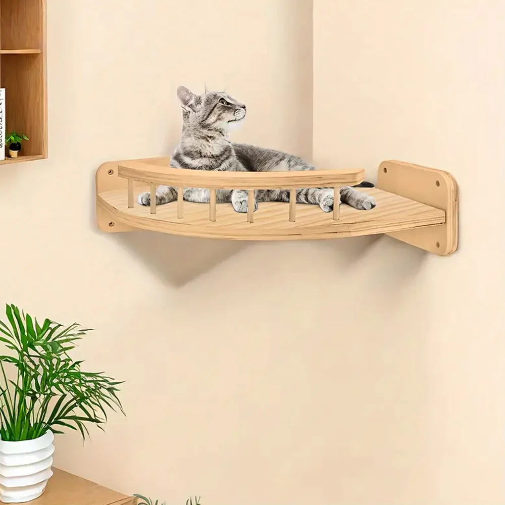 1Pc Cat Hammock Wall Shelves Corner Climbing Shelf Perches  Wall Furniture for Resting Space Saving for Medium Small Cats