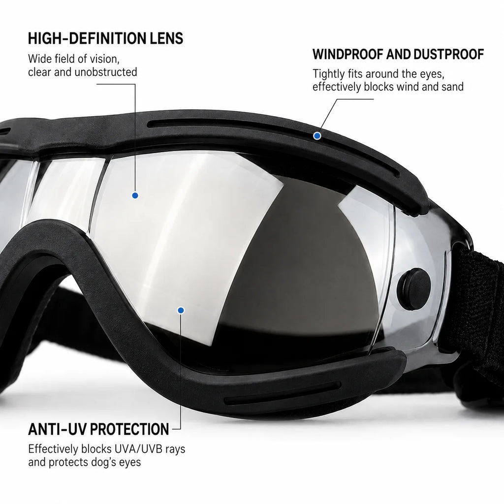 Pet Adjustable Dog Goggles Sunglasses Anti-UV Sun Glasses Eye Wear Protection Black Widely Used Dog Sunglasses Pet Dog Supplies