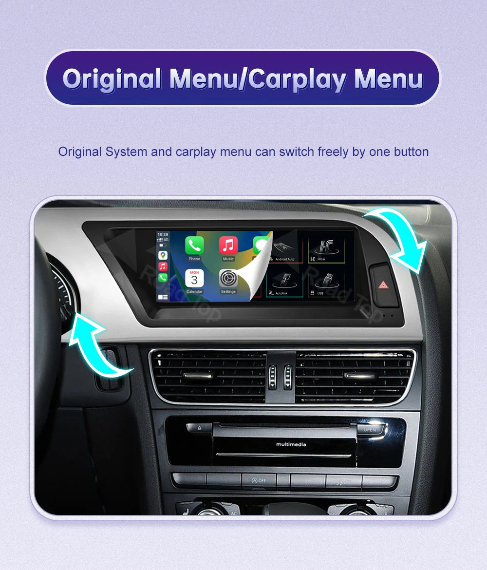 Linux 8.9/12.3inch Car Multimedia Touch Screen For Audi A5 2008-2016 with Wireless CarPlay Android Auto Airplay Function