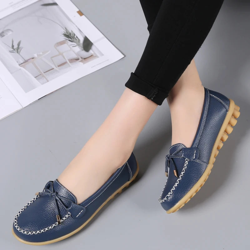 2025 New Woman Flats Shoes Ballet Flat Sneakers Genuine Leather Spring Soft Moccasins Ladies Boat Ballerina Espadrilles Creepers